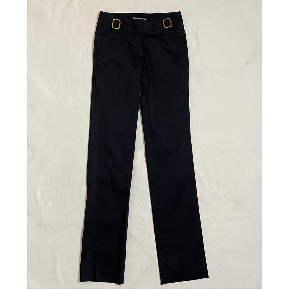 NWT New Hoss Intropia Black Cotton Buckles Pants Size 34FR US XS
